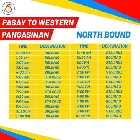 Five Star Bus Schedule and Fare .